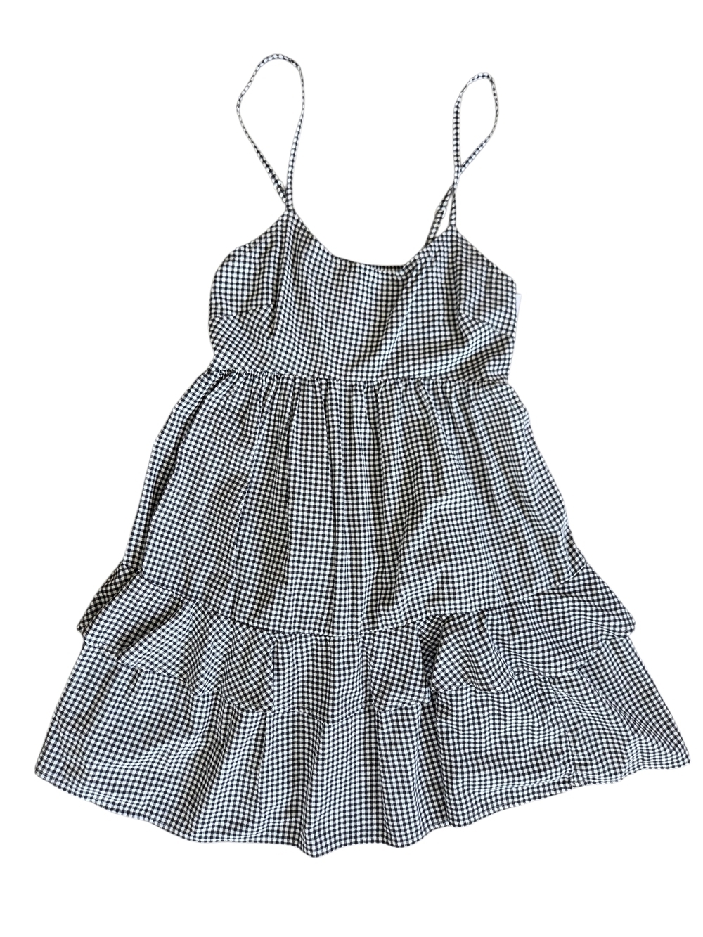 SO Black & White Gingham Spaghetti-Strap Dress XS NWT